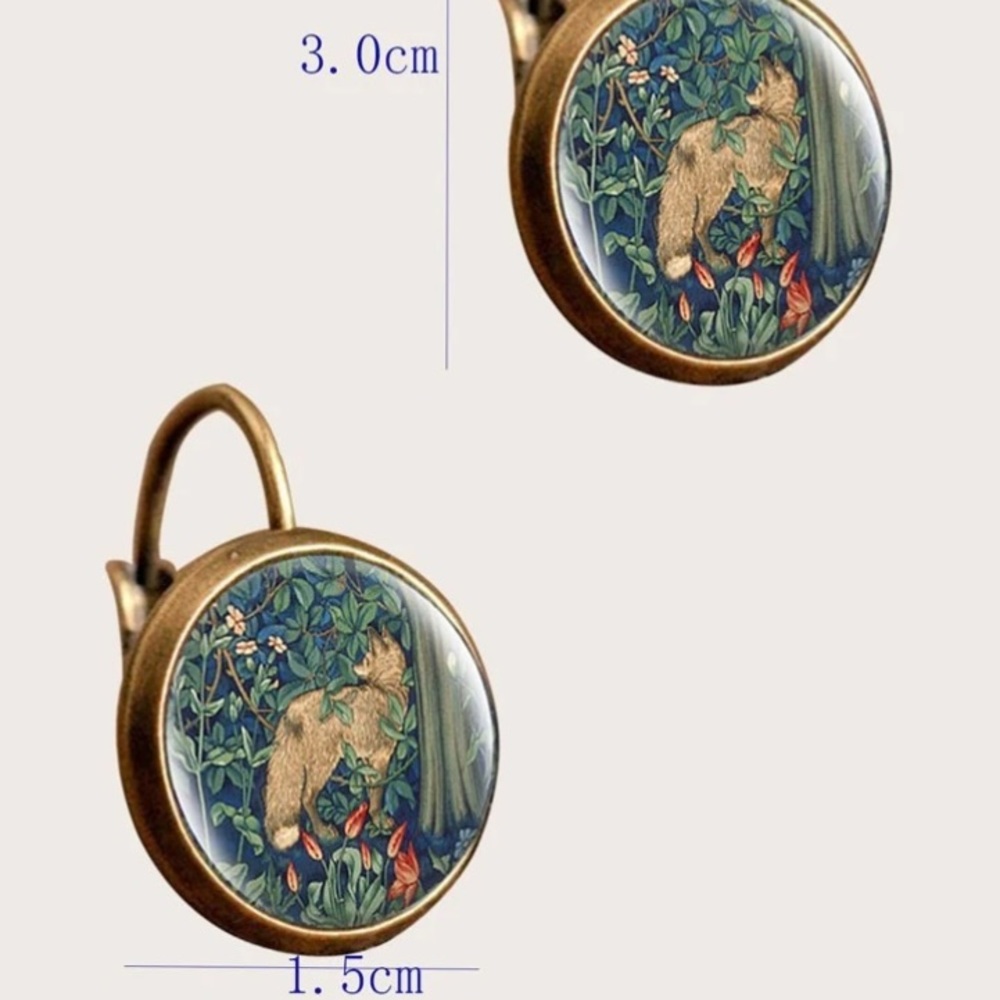 fox n the garden 💐 earrings - Picture 3 of 5